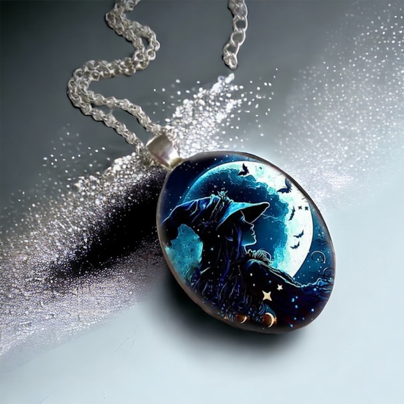 Gothic Aesthetic Creative Witch Avatar Zinc Alloy Necklace Oval Trendy Accessori - Picture 10 of 12